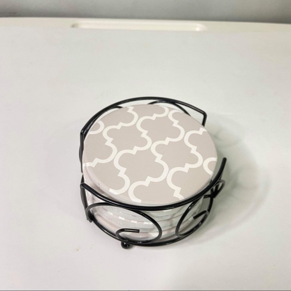 New Drink Coaster Set with Holder - Picture 3 of 6